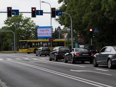 Telebim w Katowicach przy ulicy Ligockiej.
