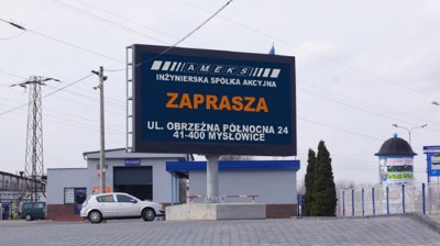 Telebim w Mysłowicach przy ulicy Obrzeżnej Północnej.