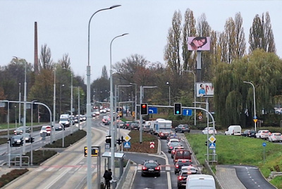Telebim we Wrocławiu przy ulicy Krakowskiej.